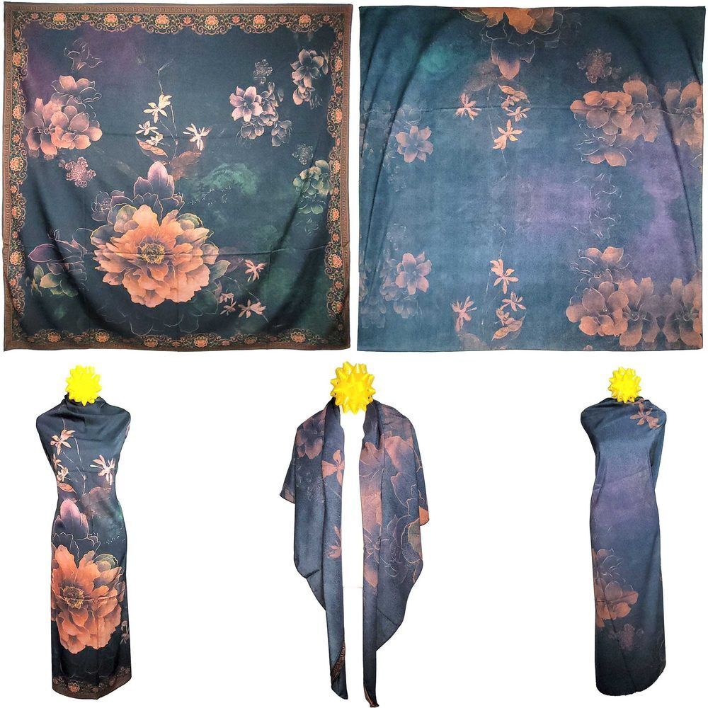 NWT Double Sided Silk Scarf 53"x53" Large Square Shawl Wrap SJJL 3250